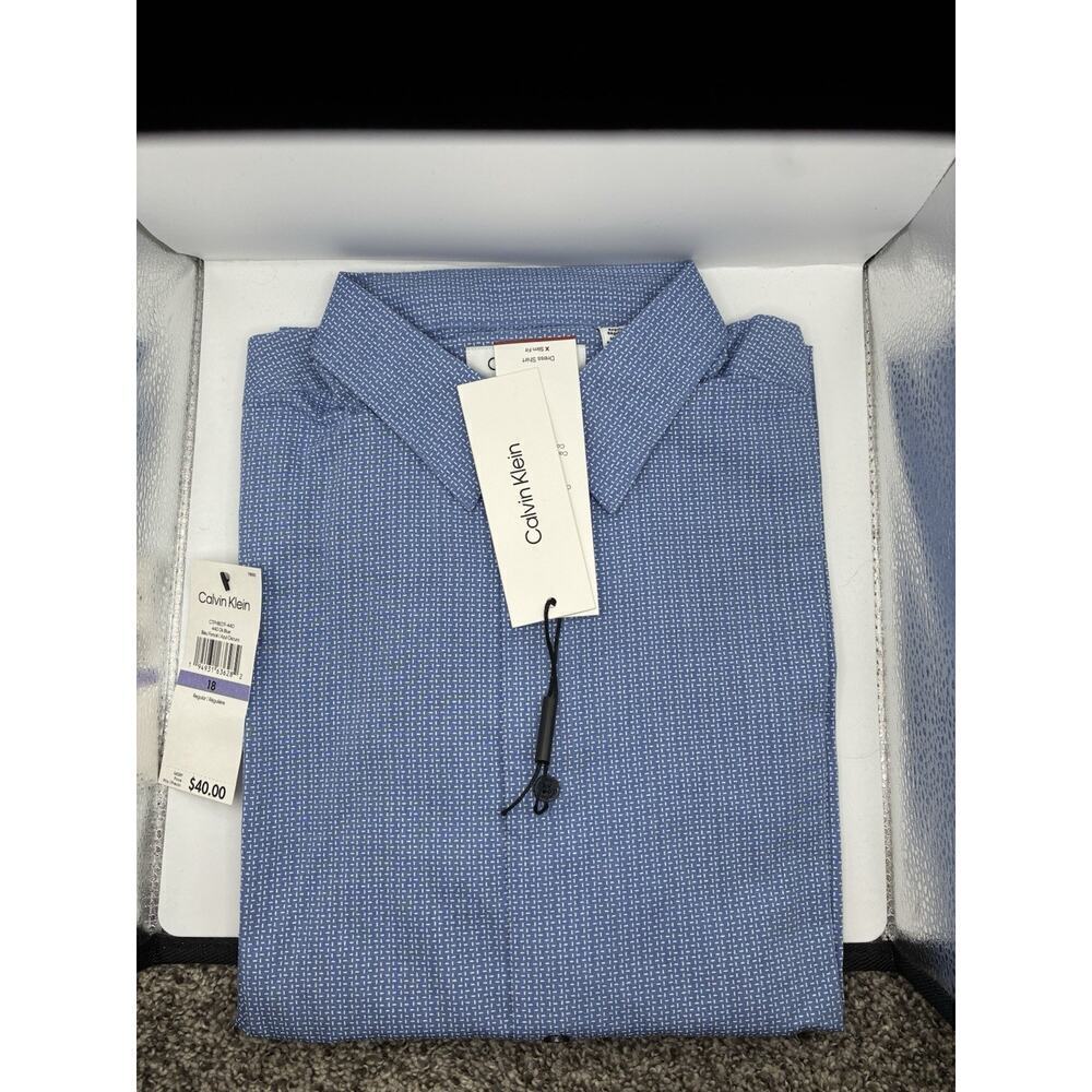 Calvin Klein Boys Size 18 Long Sleeve Blue Dress Shirt New! Slim Fit Church